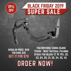 Black Friday 2019 ZFI -Fab Defense Cobra Glock Stock - Best Tactical Folding Stock For Glock 17, 19, 19x, 22, 23, 24, 25, 31, 32, 34, 35, 45 (ZFI) 3