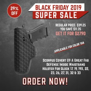 Black Friday 2019 ZFI -Scorpus Covert G9 A Great Fab Defense Inside Waistband Holster For Glock 17, 19, 19X, 22, 23, 26, 27, 31, 32 & 33 (ZFI) 3