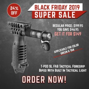 Black Friday 2019 ZFI - T-POD SL FAB Tactical Foregrip Bipod With Built In Tactical Light (ZFI) 3