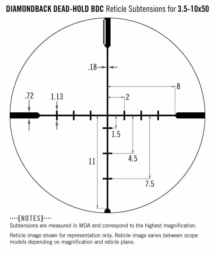 DBK-03-BDC Vortex Optics Diamondback 3.5–10x50 Rifle scope with Dead-Hold BDC Reticle (MOA) 12