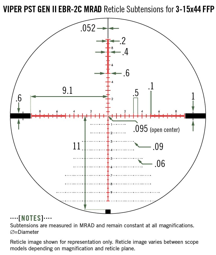 PST-3158 Vortex Optics Viper PST Gen II 3-15x44 FFP EBR-2C MRAD 11