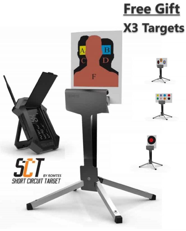 SCT PRO Romtes Technologies Wireless Range Target System - Fully Mobile Armor Protected Stand and a Personal Display Device With Three Free SCT Targets 1