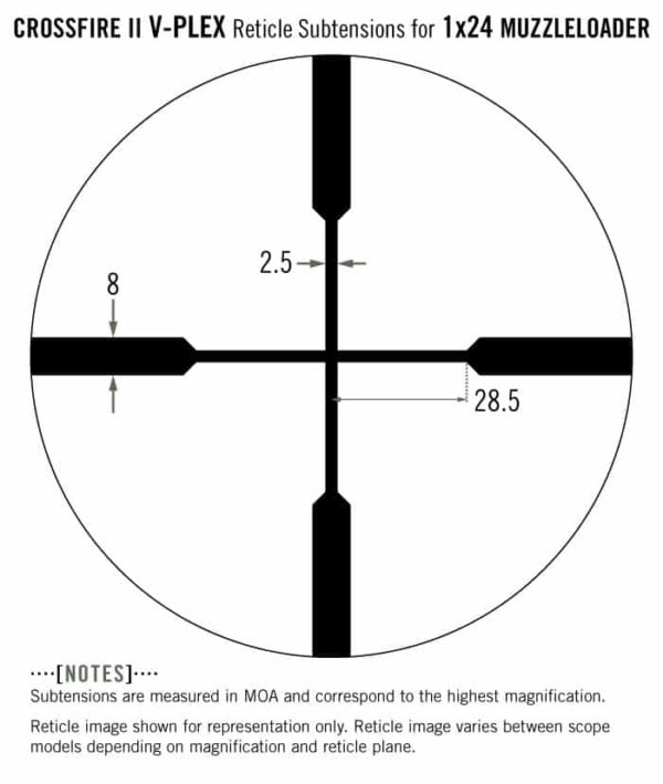CF2-31047 Vortex Optics Crossfire II 1X24 Muzzleloader Riflescope with V-Plex Reticle (MOA) 5