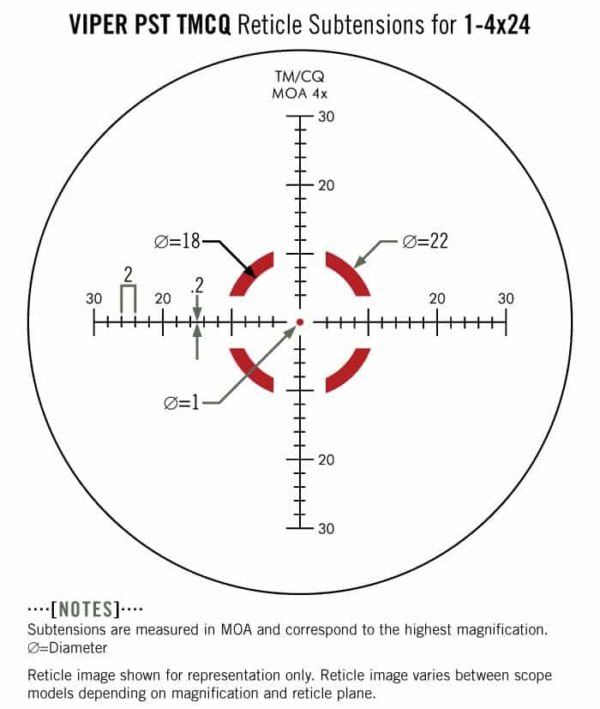 PST-14ST-A Vortex Optics Viper PST 1-4x24 Riflescope with TMCQ Reticle (MOA) 5