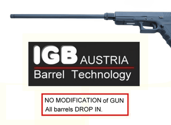 Gen 3 & 4 Glock 10" Barrels IGB Austria Match Grade Hexagonal 10" Threaded Barrel For .10 Auto, .40s&w & .45acp Calibers 5
