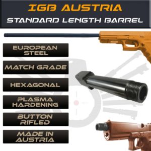 Gen 3 & 4 Glock Threaded Barrel & Fluted Barrel Standard Length - Match Grade Hexagonal Profile by IGB Austria
