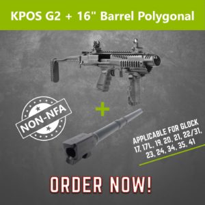 NON NFA KPOS G2 with IGB 16" Polygonal Barrel for Glock 17, 19, 22/31, 23/32, 34 & 35