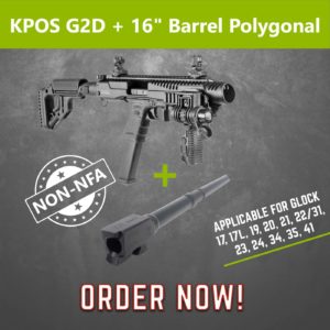 NON NFA KPOS G2D with IGB 16" Polygonal Barrel for Glock 17, 19, 22/31, 23/32, 34 & 35
