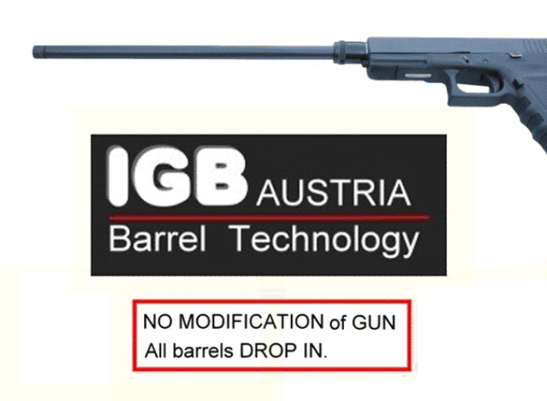 Glock Gen 5 Long Barrels 16" Made By IGB Austria - Match Grade Polygonal 16" Threaded Barrel For 9x19, 9x21, 9x25 And .357 Sig Caliber 6