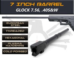 Glock Gen 5 Barrels 7.5" Made by IGB Austria - Match Grade Hexagonal Profile 7.5" Threaded Barrel for 7.65 & .40s&W