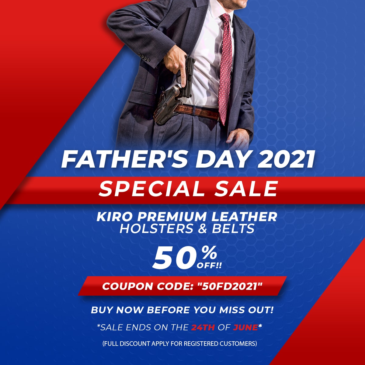 FATHERS DAY KIRO LEATHER HOLSTERS & BELTS SPECIAL SALE