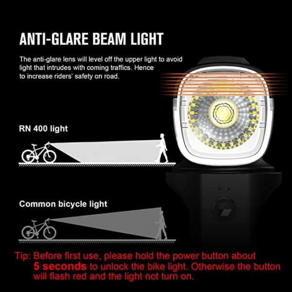 Olight RN 400 LED Bike Lights, 400 Lumens USB Type-C Rechargeable Bike Front Light 5